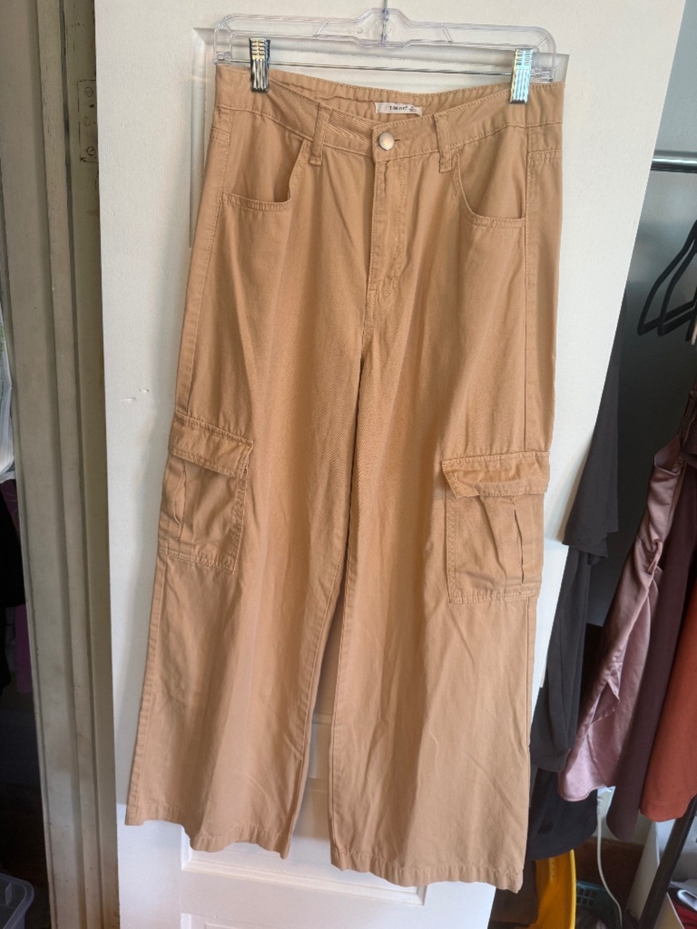 Timing Tan Wide Leg Cargo Pants Utility Y2K